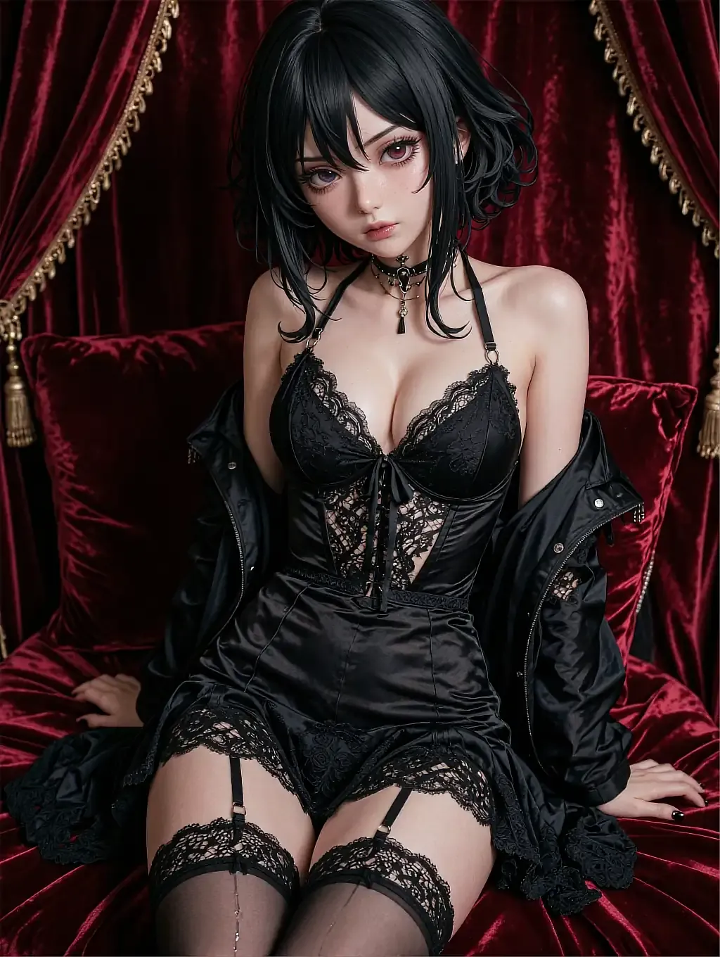 Illustrated anime character Yuki, blushing under warm indoor light